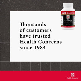 Flacon Health Concerns Six Gentlemen ouvert avec capsules à l'intérieur