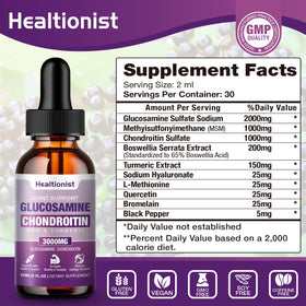 Flacon Healtionist Glucosamine avec bouchon doseur