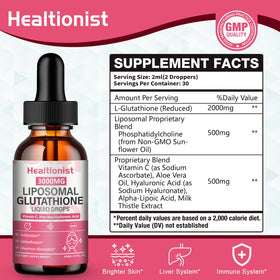 Flacon Healtionist Liposomal Glutathione 3000mg vue arrière