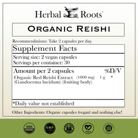 Flacon Herbal Roots avec 60 capsules de champignon Reishi