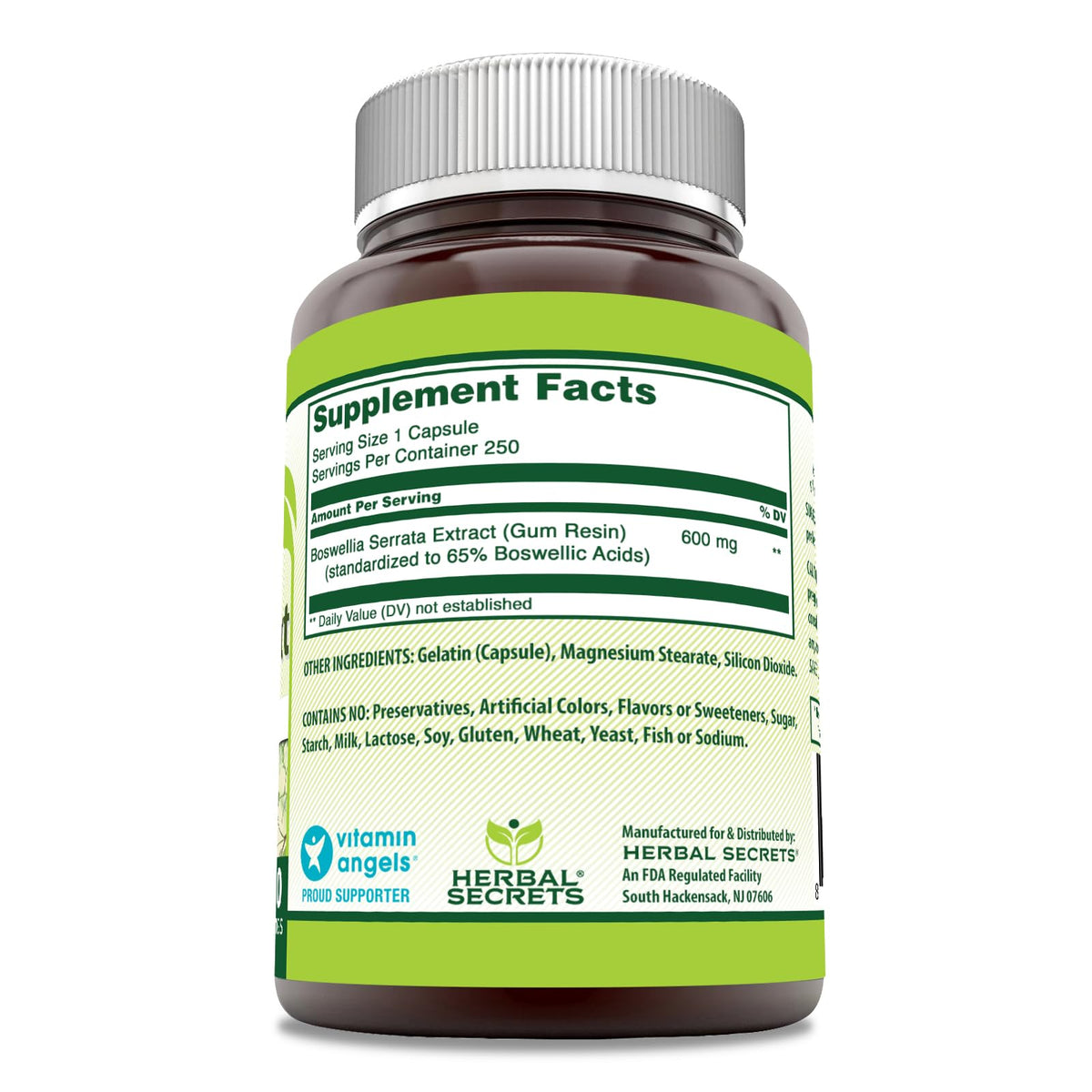 Flacon Herbal Secrets de 250 gélules d'extrait de Boswellia Serrata