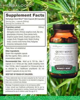 Flacon Herbalogic Quiet Mind avec capsules visibles