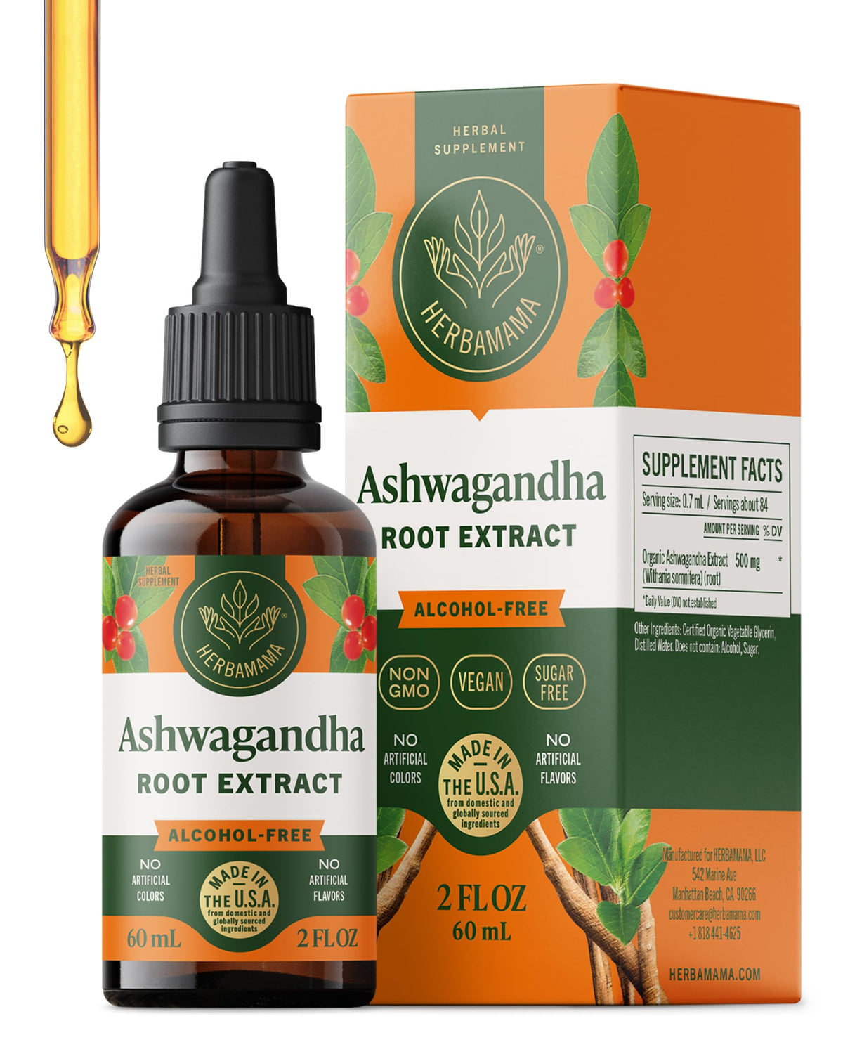 Flacon HERBAMAMA Ashwagandha 141g vue de face