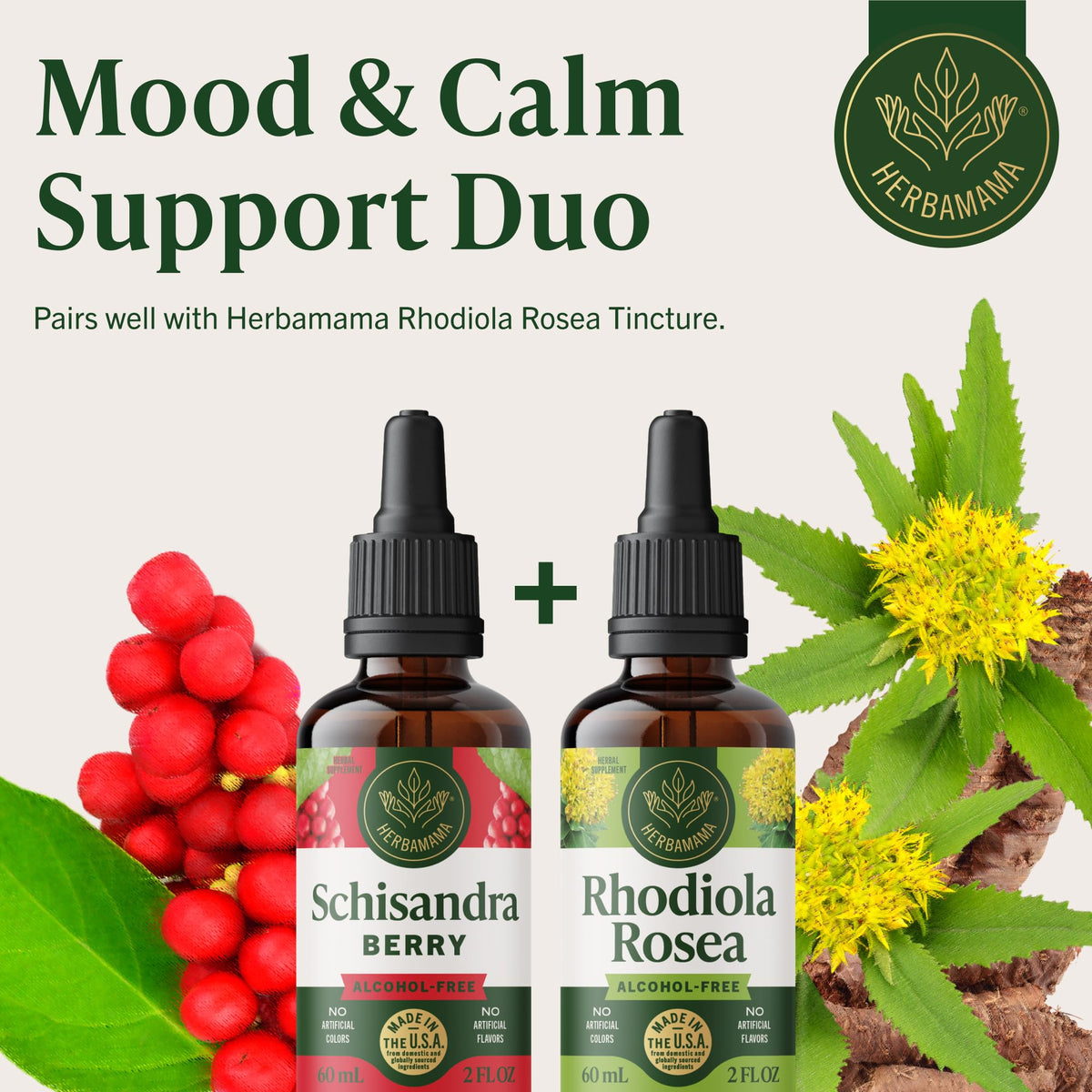 Flacon HERBAMAMA Baies de Schisandra sur fond naturel