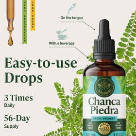 Flacon HERBAMAMA Chanca Piedra sur une table en bois