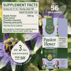 Flacon HERBAMAMA Extrait de Fleur de Passion 500 mg sur un fond neutre