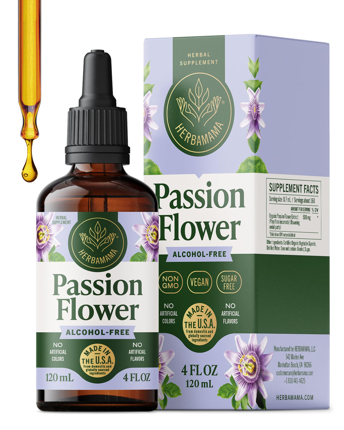 Flacon HERBAMAMA Extrait de Fleur de Passion 500 mg vue de face