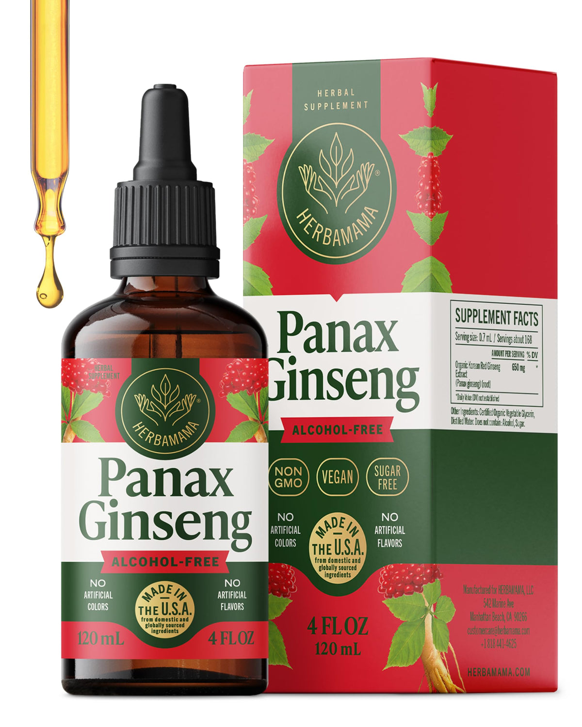 Flacon HERBAMAMA Ginseng Panax 9g vue de face