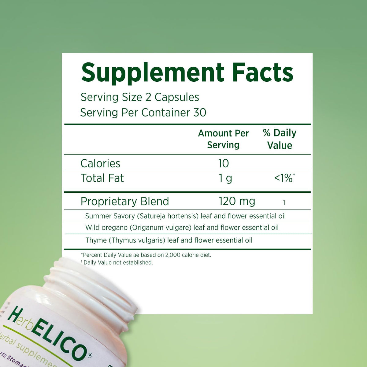 Flacon HerbELICO ouvert montrant les capsules à l'intérieur