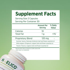Flacon HerbELICO ouvert montrant les capsules à l'intérieur