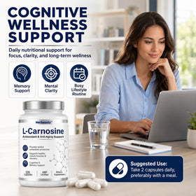 Flacon Herbounty L-Carnosine 500mg sur un bureau