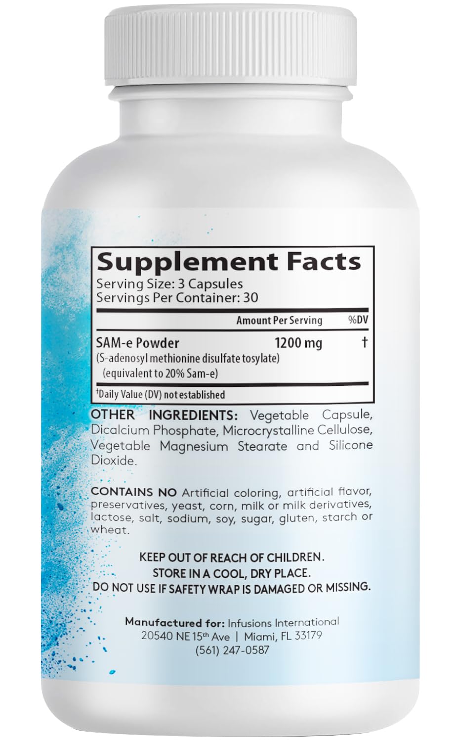 Flacon Infusions International SAM-e 1200mg avec étiquette