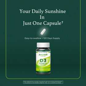 Flacon INNERVISNUTRITION avec étiquette Vitamine D3 5000 IU