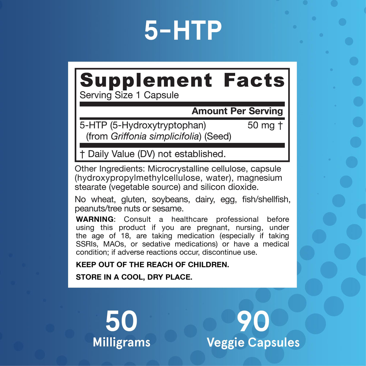 Flacon Jarrow 5-HTP 100 mg avec dosage suggéré