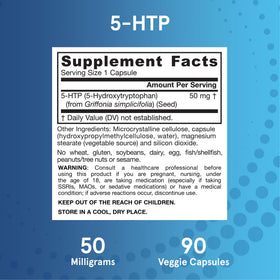 Flacon Jarrow 5-HTP 100 mg avec dosage suggéré