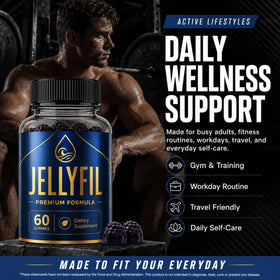 Flacon JellyFil ouvert avec gummies visibles