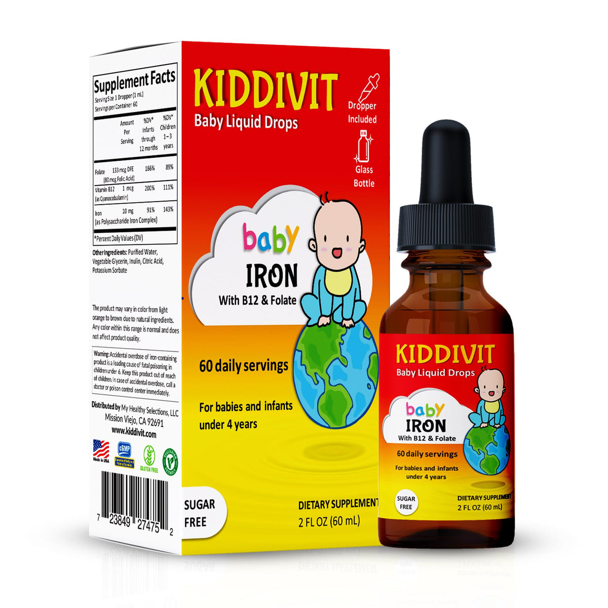Flacon Kiddivit Fer Liquide 60 ml vue avant