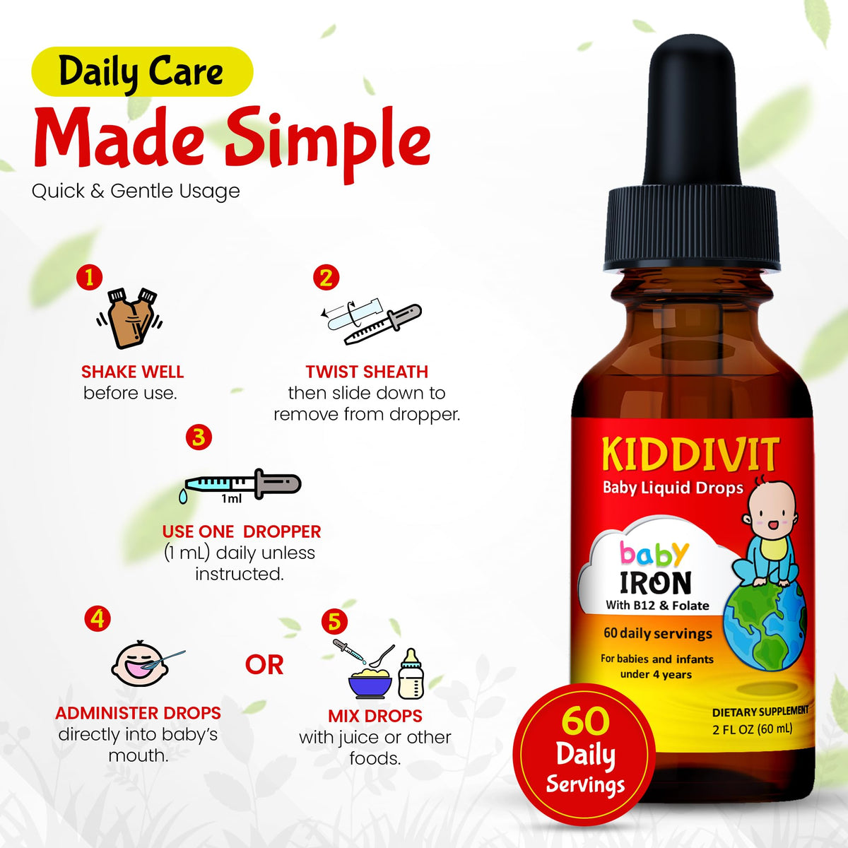 Flacon Kiddivit Fer Liquide avec des ingrédients naturels