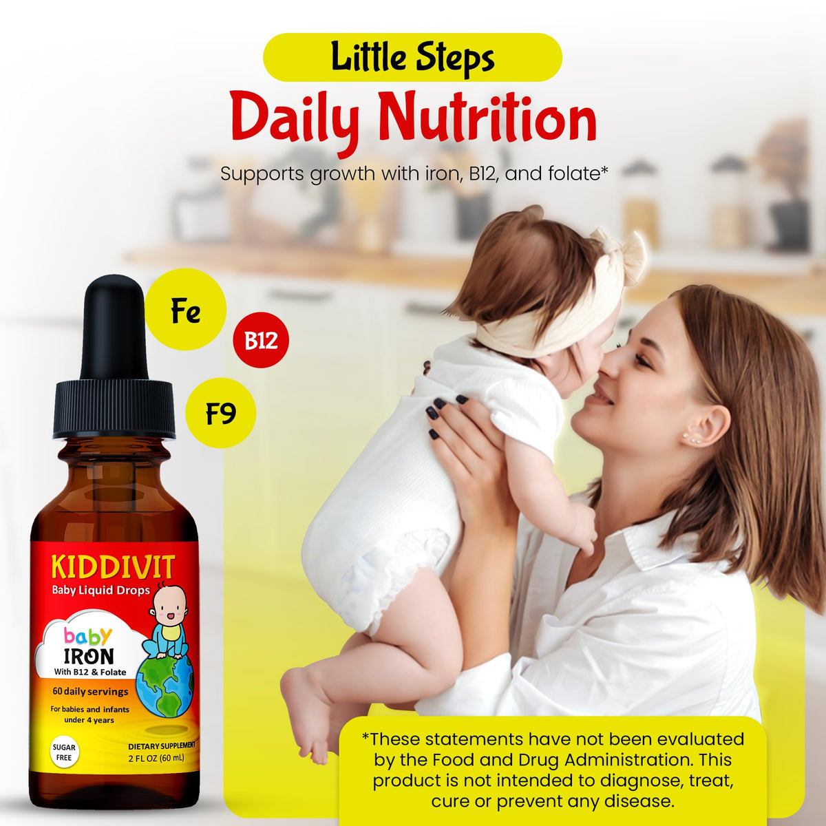 Flacon Kiddivit Fer Liquide avec étiquette et dosage
