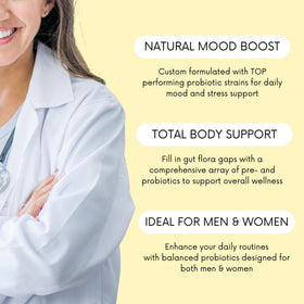 Flacon Lifted Naturals Probiotiques ouvert avec capsules visibles
