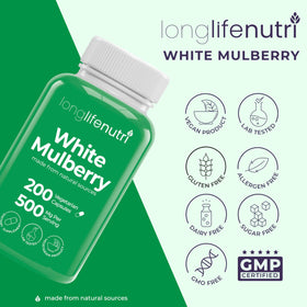Flacon LongLifeNutri Extrait de Feuille de Mûrier Blanc 200 gélules