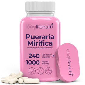 Flacon LongLifeNutri Extrait de Pueraria Mirifica contenant 240 capsules végétariennes