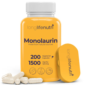 Flacon LongLifeNutri Monolaurin 1500mg 200 capsules végétariennes