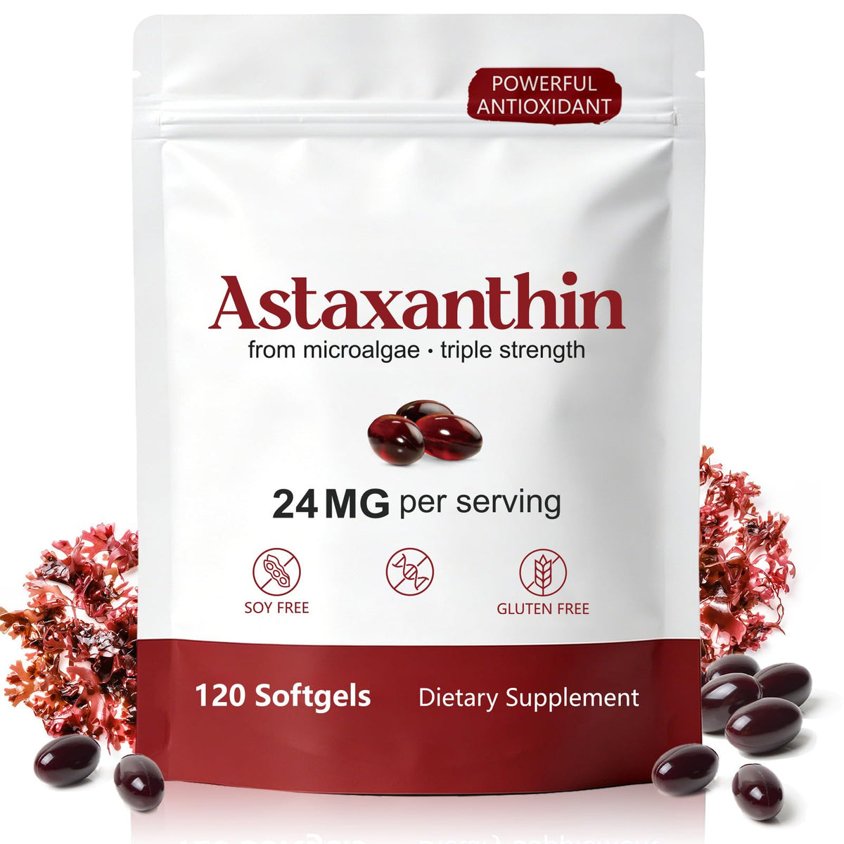 Flacon LTQXGT Astaxanthin 24mg avec 120 gélules molles