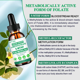 Flacon Methylfolate AMENQ hHEALTH sur une surface en bois