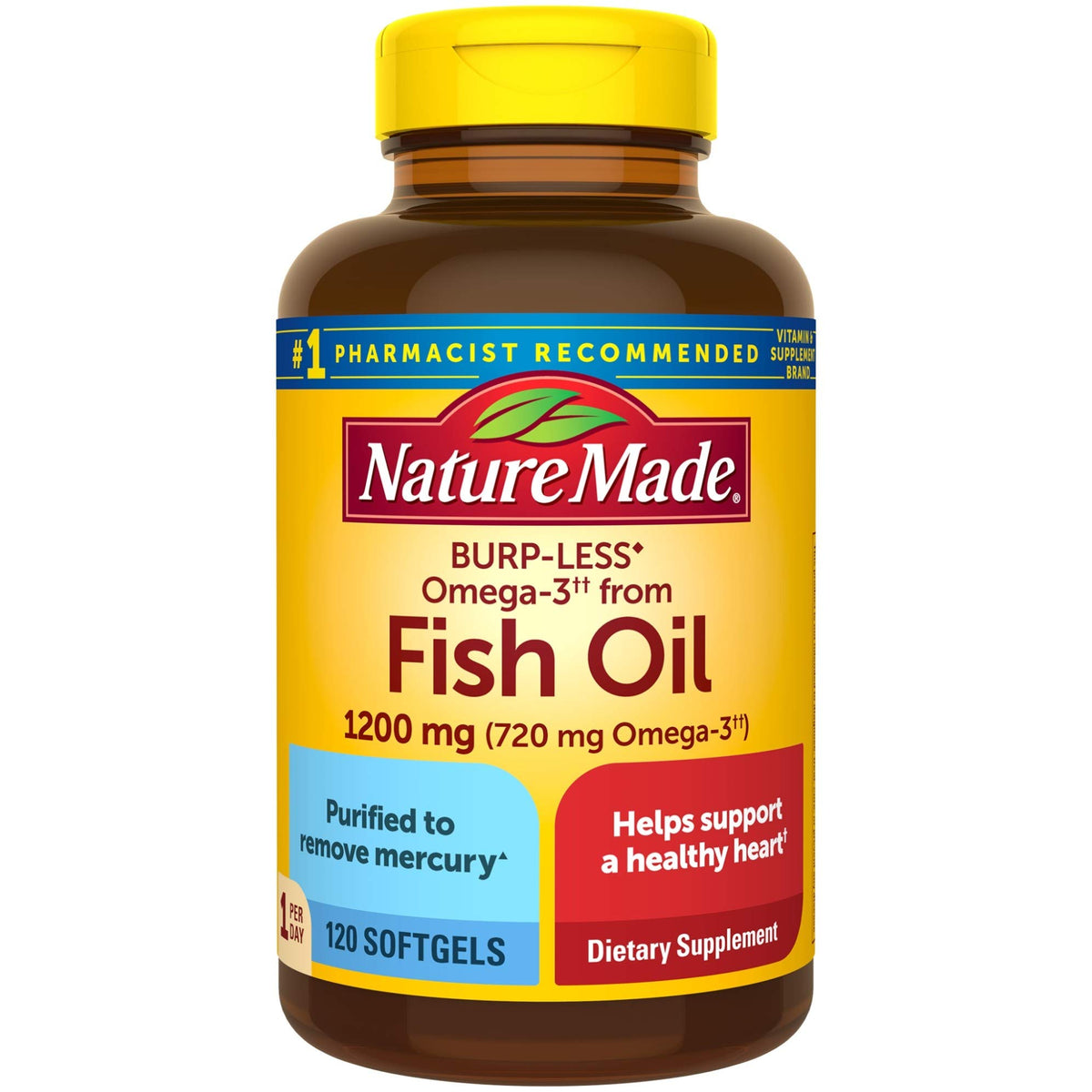 Flacon Nature Made Huile de Poisson 1200 mg vue de face