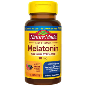 Flacon Nature Made Melatonin 10 mg comprimés dissolvants rapide vue de face