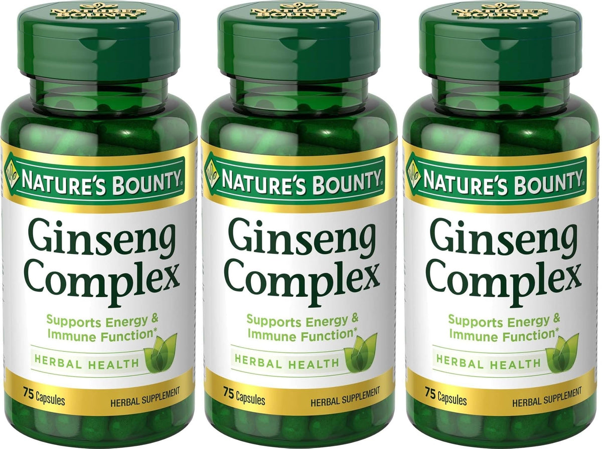 Flacon Nature's Bounty Ginseng Complex 75 gélules vue de face