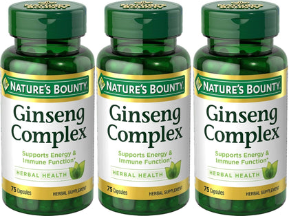 Flacon Nature's Bounty Ginseng Complex 75 gélules vue de face