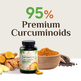 Flacon Nature's Nutrition Complément Curcuma & Gingembre sur fond blanc
