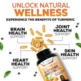 Flacon Nature's Nutrition Curcuma avec informations nutritionnelles