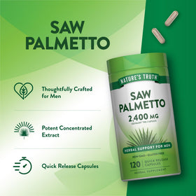 Flacon Nature's Truth de Saw Palmetto sur un fond naturel