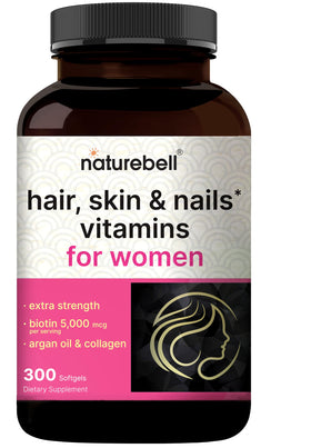 Flacon NatureBell Cheveux, Peau & Ongles 300 gélules vue de face