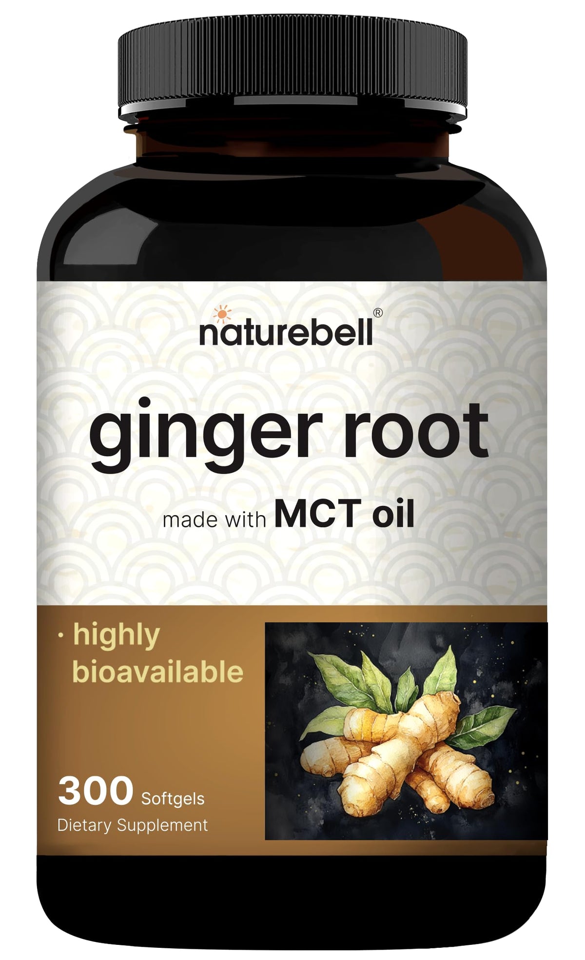 Flacon NatureBell d'extrait de racine de gingembre avec 300 gélules
