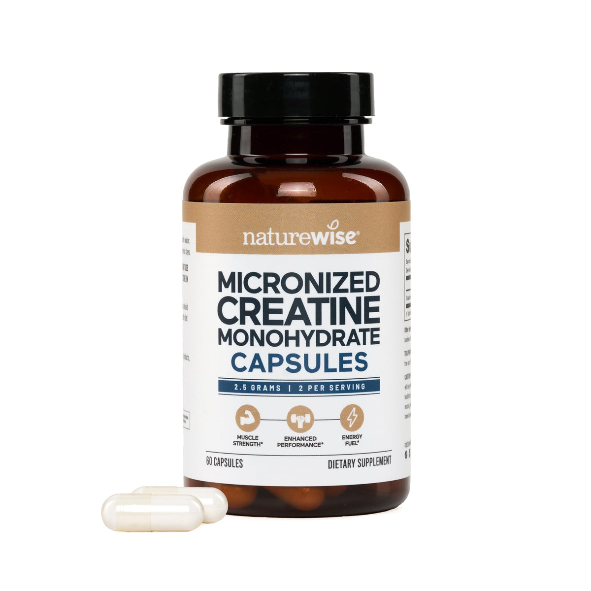 Flacon NatureWise Créatine Monohydrate 2500mg - 60 Capsules