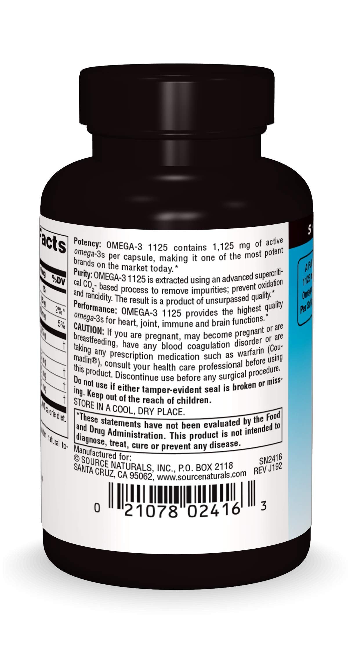 Flacon noir d'huile de poisson ArcticPure® Omega-3 1125 mg