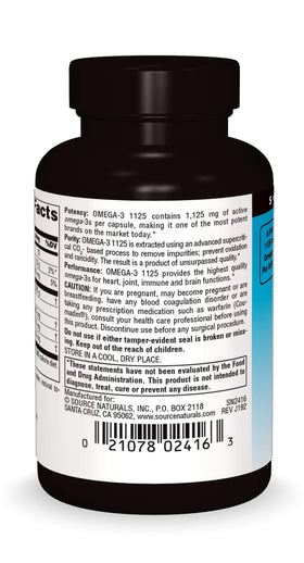 Flacon noir d'huile de poisson ArcticPure® Omega-3 1125 mg