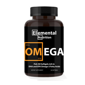 Flacon noir d'Omega-3 Elemental Nutrition avec 60 gélules