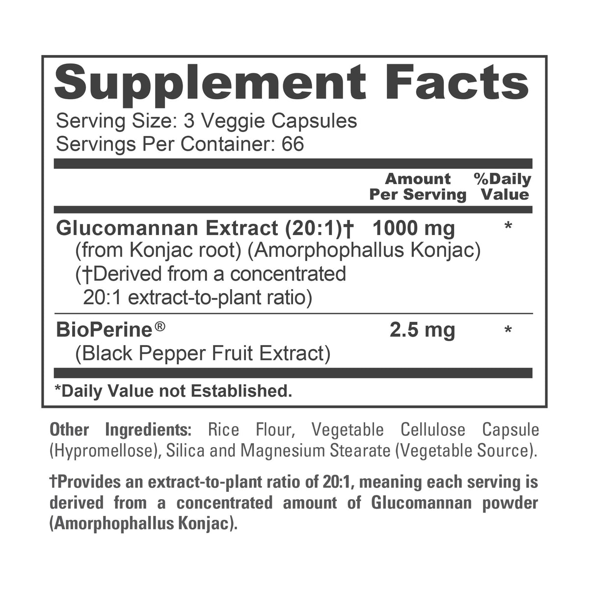 Flacon NusaPure Glucomannan 200 capsules sur table