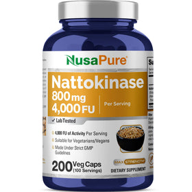 Flacon NusaPure Nattokinase 800mg avec 200 capsules végétaliennes
