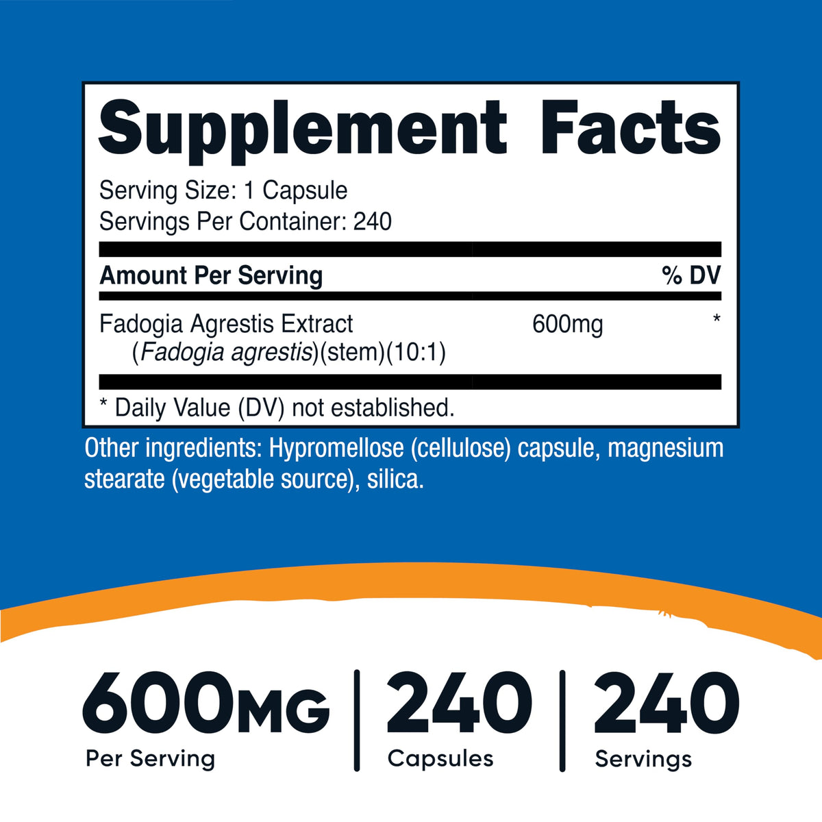 Flacon Nutricost Fadogia Agrestis 600mg avec étiquette