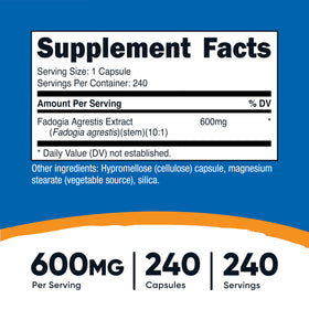 Flacon Nutricost Fadogia Agrestis 600mg avec étiquette