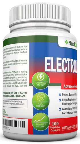 Flacon NutriONN électrolytes avec ingrédients principaux