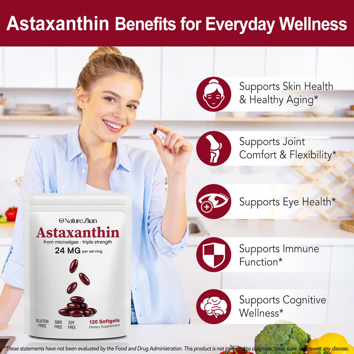 Flacon O NATURE. ZIRAN Astaxanthine 24 mg ouvert avec capsules