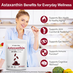Flacon O NATURE. ZIRAN Astaxanthine 24 mg ouvert avec capsules