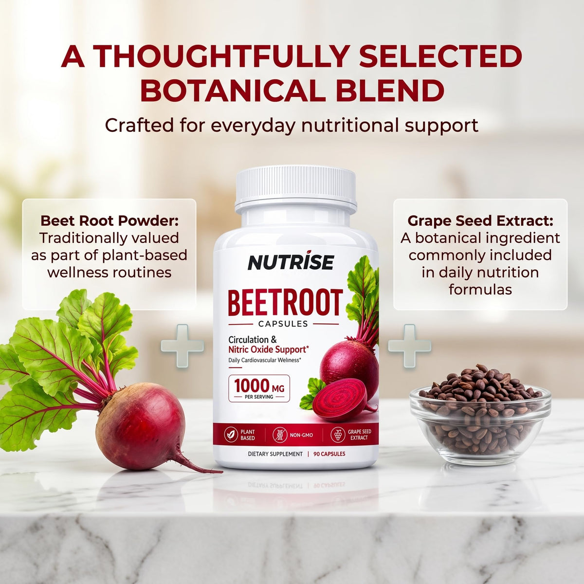 Flacon ONAISE contenant 90 capsules de betterave